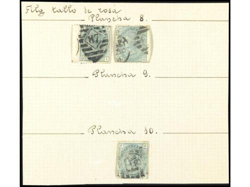 ° GRAN BRETAÑA. Yv. 53(12). 1 sh. verde. 12 Sellos: 2(P.8), 
