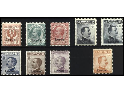 ** COLONIAS ITALIANAS. Yv. 1/8 y 11. EGEO. LEROS. SERIE COMP