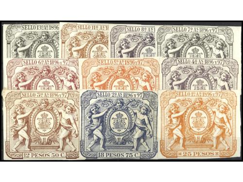 **/* PUERTO RICO. Yv. Forbin 67/75. FISCALES. 1896-97. RARA.