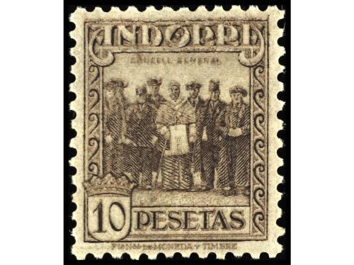** ANDORRA. Ed. 12 y 43. 10 pts. castaño con esquina de plie