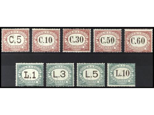 * SAN MARINO. Yv. T.10/8. TASAS. SERIE COMPLETA. BONITA. RAR