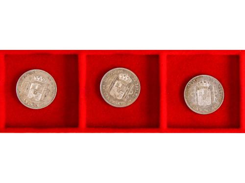 ALFONSO XIII. Lote 3 monedas 1 Peseta. 1899, 1900, 1903. AC-