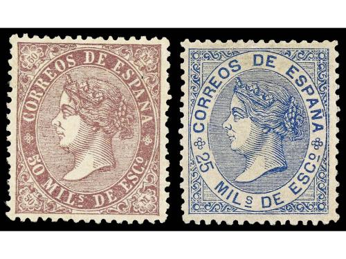 ** ESPAÑA. Ed. 97. 25 mil. azul. Bien centrado. Dentado lige