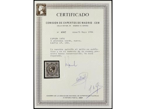 ** ESPAÑA. Ed. 183. 5 céntimos verde. Muy bien centrado. Cer