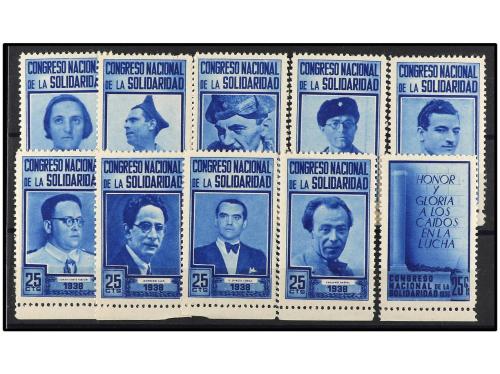 ESPAÑA GUERRA CIVIL. CONJUNTO montado en fichas formado por 