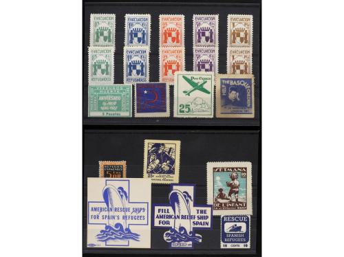 ESPAÑA GUERRA CIVIL. CONJUNTO montado en fichas formado por 