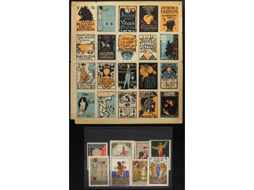 ESPAÑA: VIÑETAS. CONJUNTO montado en fichas formado por 52 v