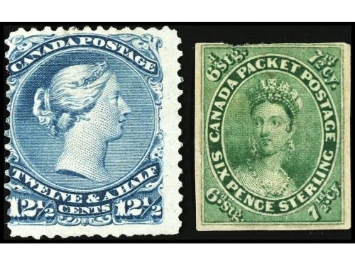 * CANADA. Ed. 7, (*) 24. 7 1/2 p. verde y 12 1/2 p. azul. Ap
