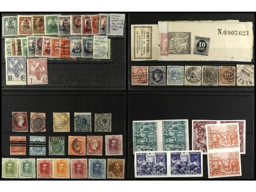 LOTES y COLECCIONES. ESPAÑA. Conjunto de fichas con sellos e