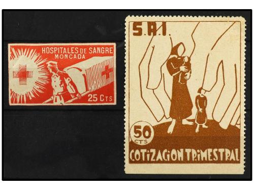 ESPAÑA GUERRA CIVIL. SRI. 50 c. castaño (G.G. 1571) y HOSPIT