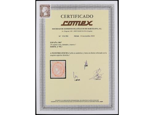 (*) ESPAÑA. Ed. 90. 19 cuartos rosa. Bien centrado. Diente e