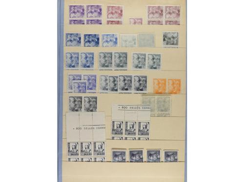 ESPAÑA. CONJUNTO en clasificador con stock de sellos de dist