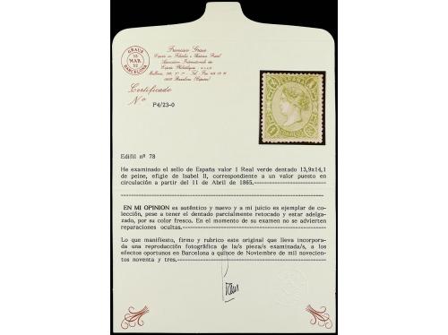 (*) ESPAÑA. Ed. 78. 1 real verde. Bien centrado para la emis