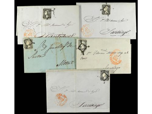 ✉ ESPAÑA. Ed. 1A (10). 1850. CONJUNTO de 10 cartas con el 6 
