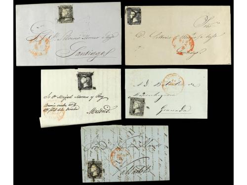 ✉ ESPAÑA. Ed. 1A (10). 1850. CONJUNTO de 10 cartas con el 6 