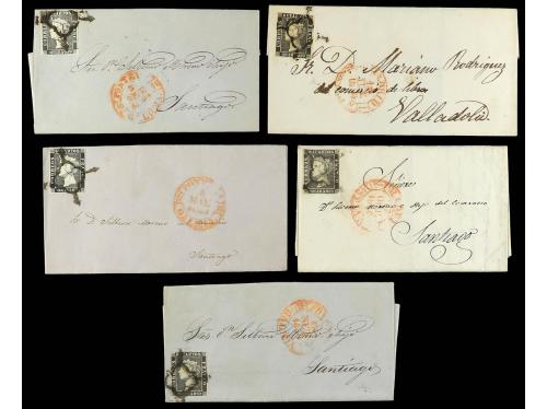✉ ESPAÑA. Ed. 1A (10). 1850. CONJUNTO de 10 cartas con el 6 