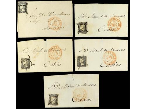 ✉ ESPAÑA. Ed. 1A (10). 1850. CONJUNTO de 10 cartas con el 6 