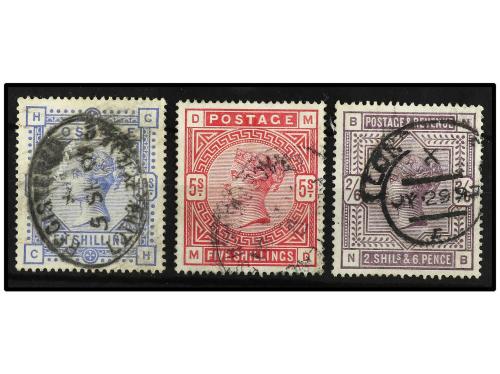 ° GRAN BRETAÑA. Yv. 86, 87, 88. 2/6 s., 5 s. y 10 s. Muy bon