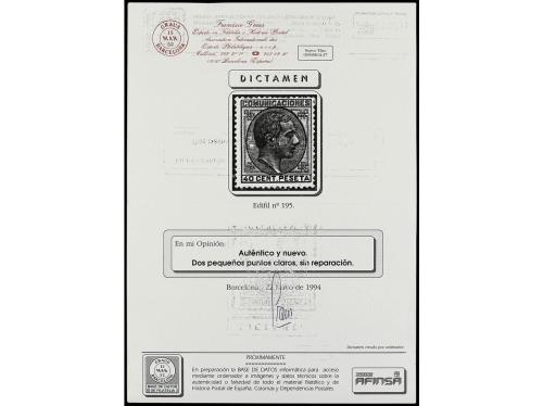 * ESPAÑA. Ed. 195. 40 cts. castaño. Leves puntos claros. Dic