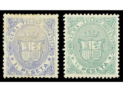 * CUBA. Ed. 11. TELÉGRAFOS. 1 peseta verde. Muy bien centrad