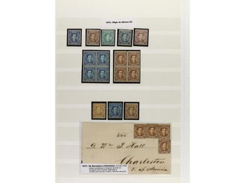 ESPAÑA. CONJUNTO montado en hojas neutrales con sellos suelt