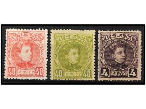 * ESPAÑA. Ed. 250, 251 y 253. 40 cts. oliva, 40 cts. rosa (a