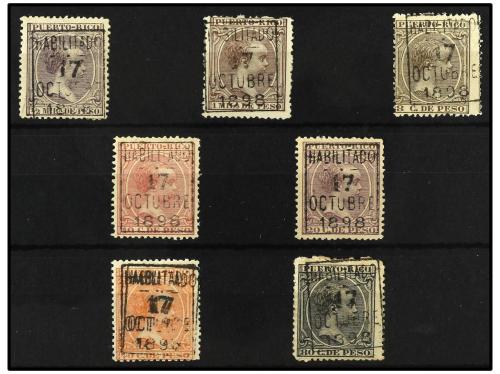 * PUERTO RICO. Ed. 174/5, 179/83. 7 valores sobrecargados. R