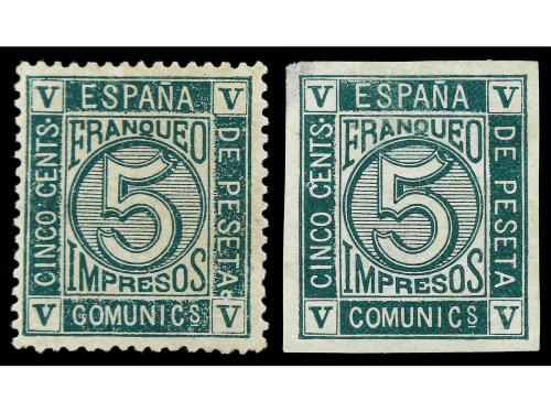 * ESPAÑA. Ed. 117 y 117s. 5 c. verde bien centrado (leve pli