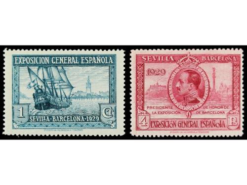 ** ESPAÑA. Ed. 434d, 445d. 1 cto. verde y 1 pta. lila rosáce