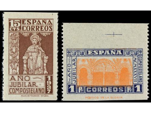 ** ESPAÑA. Ed. 833sh y 835ch. 15 cts. castaño y 1 pta. azul 