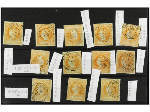 º ESPAÑA. Ed. 52. 4 cuartos naranja. Conjunto de 40 sellos c