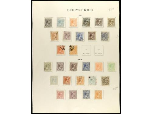 COLONIAS ESPAÑOLAS: PUERTO RICO. COLECCIÓN en hojas de álbum