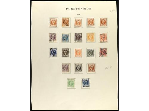 COLONIAS ESPAÑOLAS: PUERTO RICO. COLECCIÓN en hojas de álbum