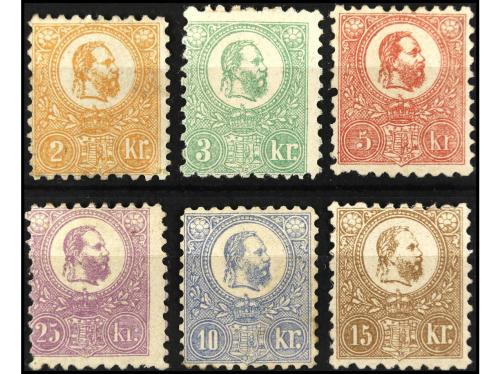 */(*) HUNGRIA. Yv. 1B/1G. 1867. FRANCISCO JOSE I. 2 k. a 25 