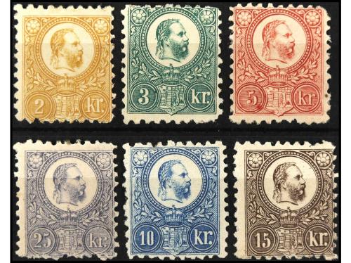 * HUNGRIA. Yv. 7/12. 1871. FRANCISCO JOSÉ I. Serie completa.