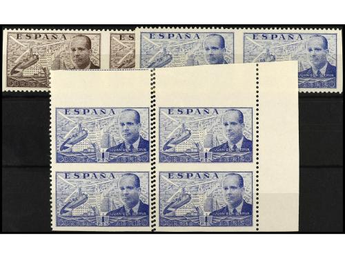 ** ESPAÑA. Ed. 883/4sv, 884sphddv (2). 50 cts. castaño y 1 p