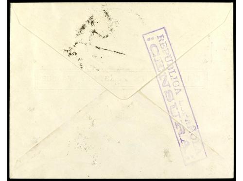 ✉ ESPAÑA. Ed. 759. 1938. Aéreo + 5 pts. azul en sobre mat. P
