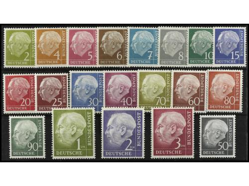 ** ALEMANIA OCCIDENTAL. Yv. 62A/72B. SERIE COMPLETA, 20 valo