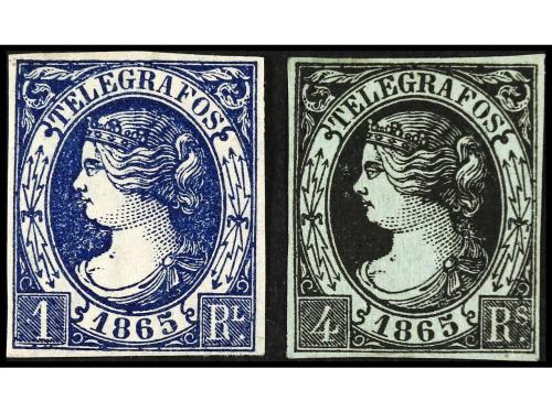 * ESPAÑA: TELEGRAFOS. Ed. 5, 6. 1 y 4 reales. Márgenes justo