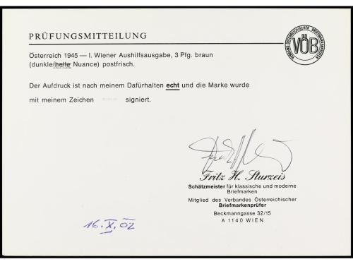 ** AUSTRIA. Yv. 534. 3 p. castaño. LUJO. Firmado y cert. STU