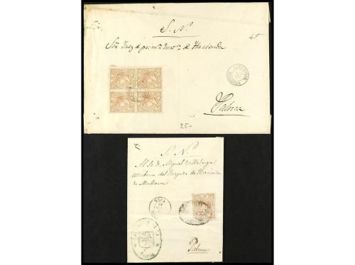 ✉ ESPAÑA. 1867-8. 5 cartas con destino PALMA DE MALLORCA. Fr
