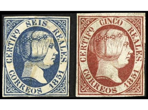 (*) ESPAÑA. Ed. 9. 5 reales rojo. Márgenes completos y leve 