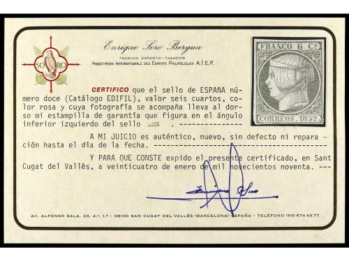 (*) ESPAÑA. Ed. 12. 6 cuartos rosa. Buen ejemplar pese a ínf