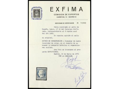 (*) ESPAÑA. Ed. 16. 6 reales azul. Ejemplar de márgenes ajus