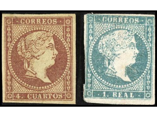 (*) ESPAÑA. Ed. 45. 1 real azul. Pequeño punto claro y marge