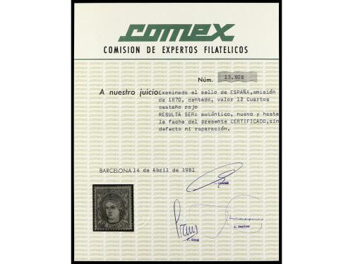 * ESPAÑA. Ed. 113. 12 cuartos castaño. Buen ejemplar. Cert. 