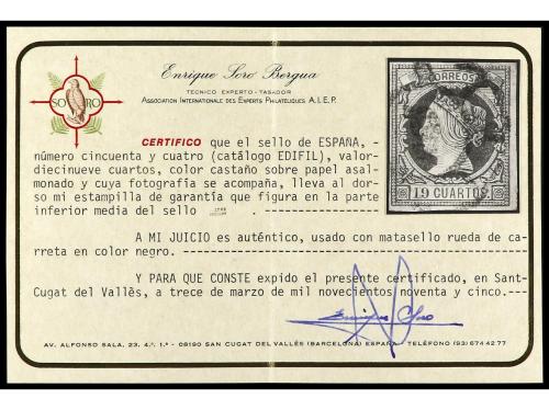 º ESPAÑA. Ed. 54. 19 cuartos castaño. Mat. RC. 6. Espléndido