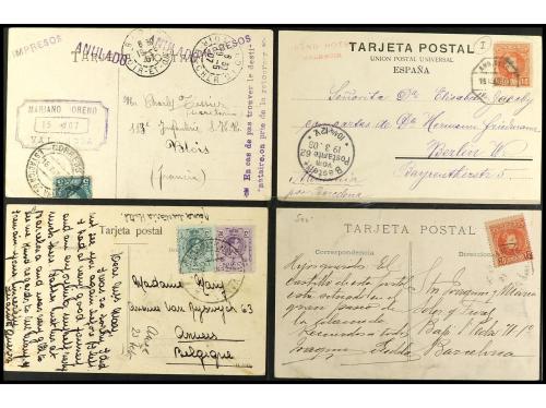 ESPAÑA. 1900-1930. AMBULANTES. Conjunto de 8 sobres o postal