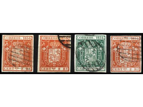 º ESPAÑA. Ed. 25pa. 2 reales rojo, papel delgado azulado, ce