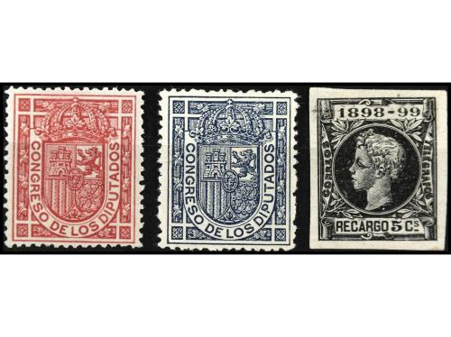 * ESPAÑA. Ed. 230/1 y 240s. Sin valor rosa y azul, 2 valores